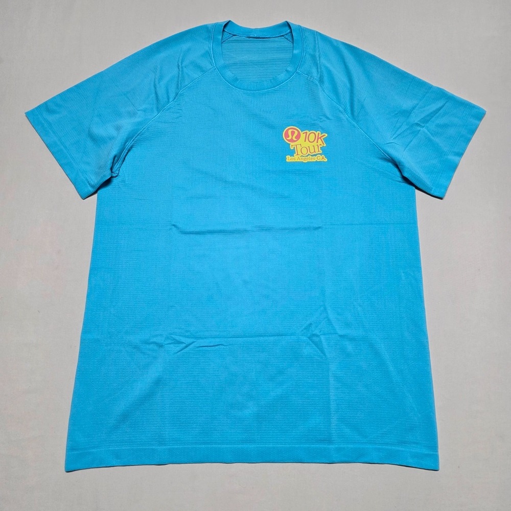 Lululemon Metal Vent Tech T-Shirt Size Medium Aqua 10K LA Tour Running Athletic